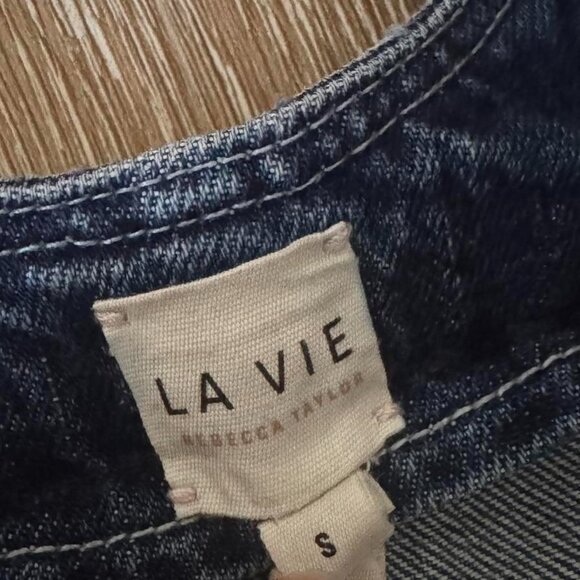 Rebecca Taylor La Vie Blue Denim Wide Leg‎ Overalls Jumpsuit Size Small - Picture 3 of 8